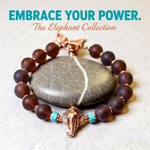 Calling all Elephant Lovers! Chunky Beaded Bracelet! RoseGold/Copper Tuskers